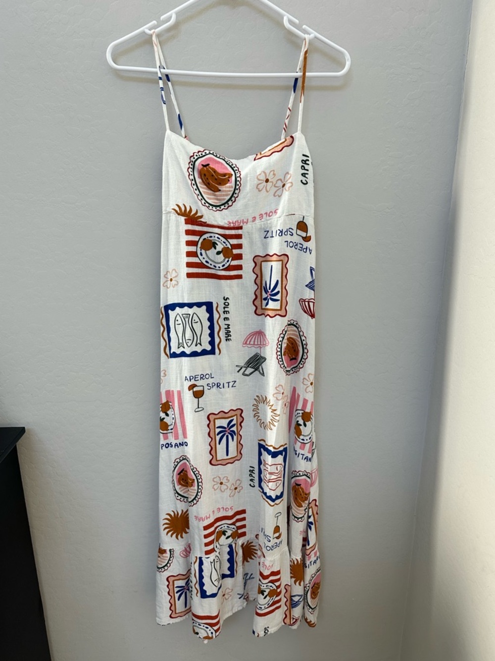 Label of Love Mediterranean Print Midi Dress Size Medium Capri Positano Summer - Picture 2 of 10